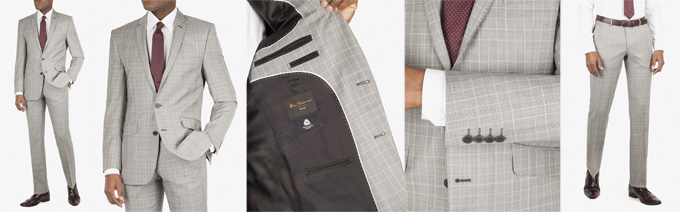 Ben Sherman Grey Check Suit