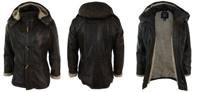Leather duffle jacket