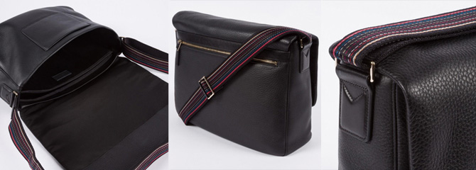 Black-Leather-City-Webbing-Messenger-Bag