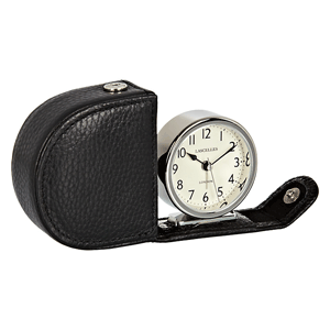 Lascelles Travel Alarm Clock in a Leather Case