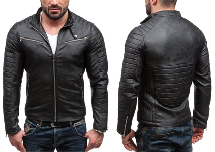 BOLF Feifa Fashion Mens Faux Leather Jacket