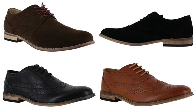 Faux Leather / Faux Suede Shoes - Brogues
