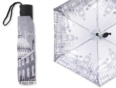 Savile Row BLACK WHITE SAVILE ROW PRINT AUTO OPEN AND CLOSE UMBRELLA