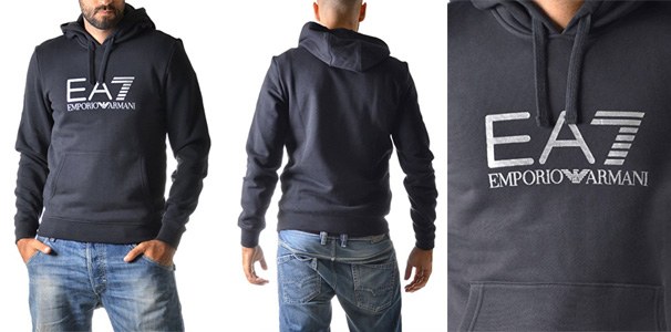 Mens Emporio Armani Ea7 Visibility Line Hoody In Navy