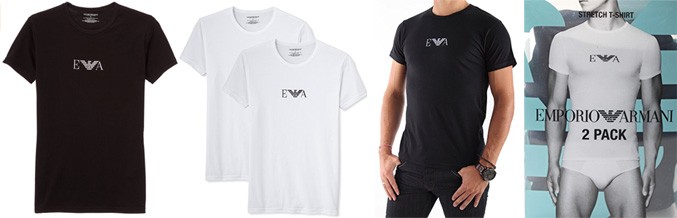 Stretch BI-Pack Crew Neck T-shirt, Black/White