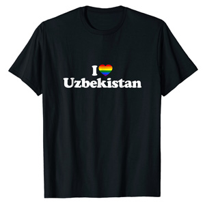 Love Uzbekistan Heart LGBT LGBTQ Flag Uzbekistan T-Shirt