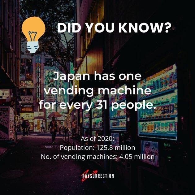 Japan has one vending machine for every 31 people