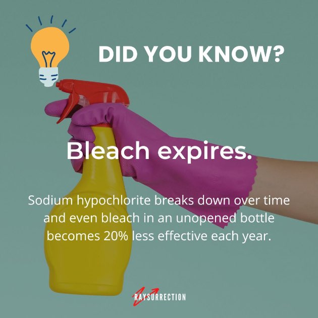 Interesting facts Bleach expeires sodium hypochiorite