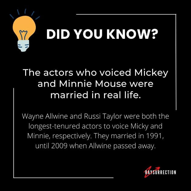 The actors who voiced Mickey and Minnie Mouse were married in real life.