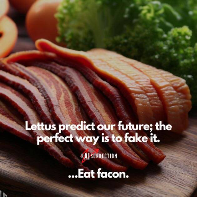 Lettus predict our future; the perfect way is to fake it. Eat facon.