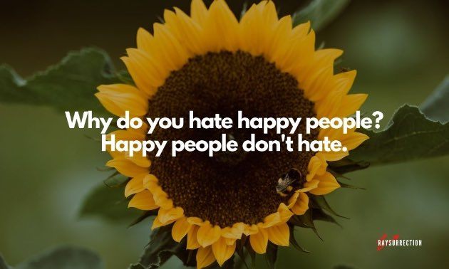 Why do. you hate happy people? Happy people don't hate.