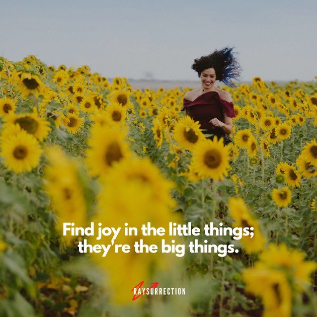 Find joy in the little things; they're the big things.