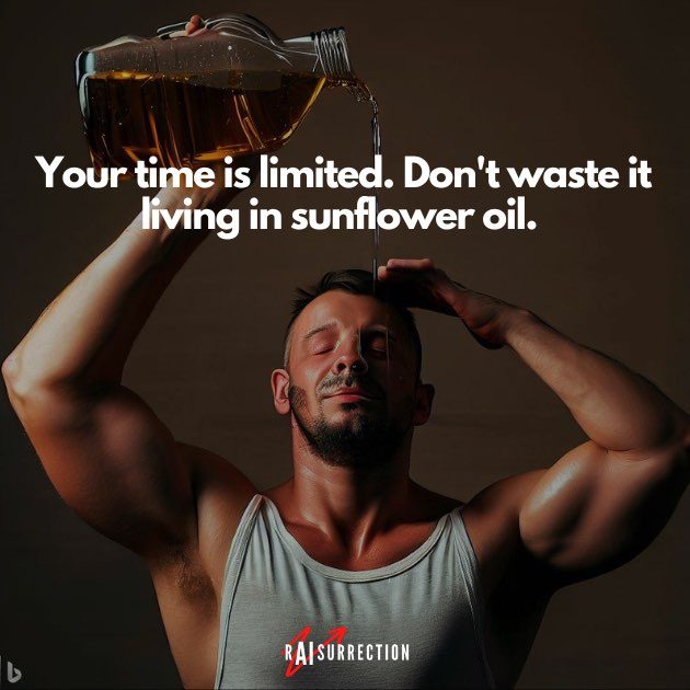 Your time is limited. Don't waste it living in sunflower oil.