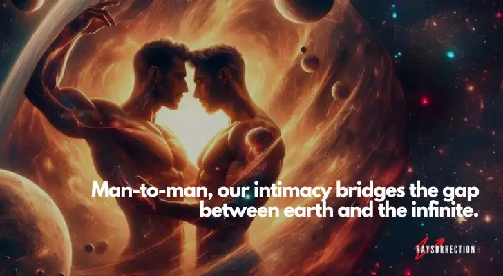 Man-to-man, our intimacy bridges the gap between earth and the infinite.