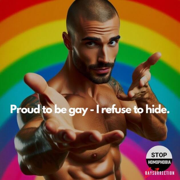 Proud to be gay I refuse to hide Proud to be gay. I refuse to hide.